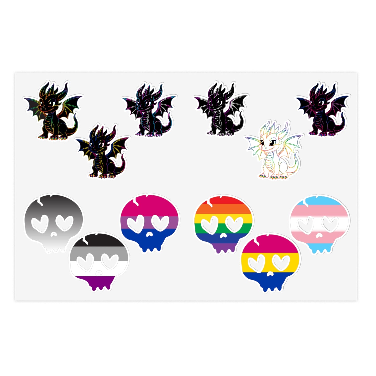 Skulls and Dragons Pride Flag Sticker Sheet 2.0