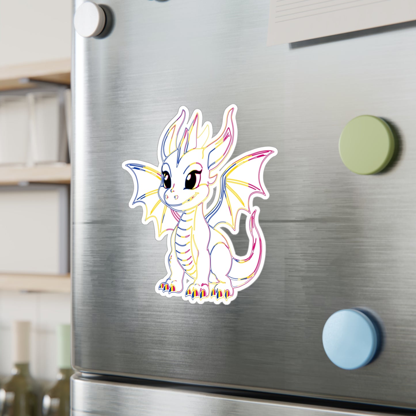 Pan Pride Baby Dragon Kiss-Cut Vinyl Sticker (Water Resistant)