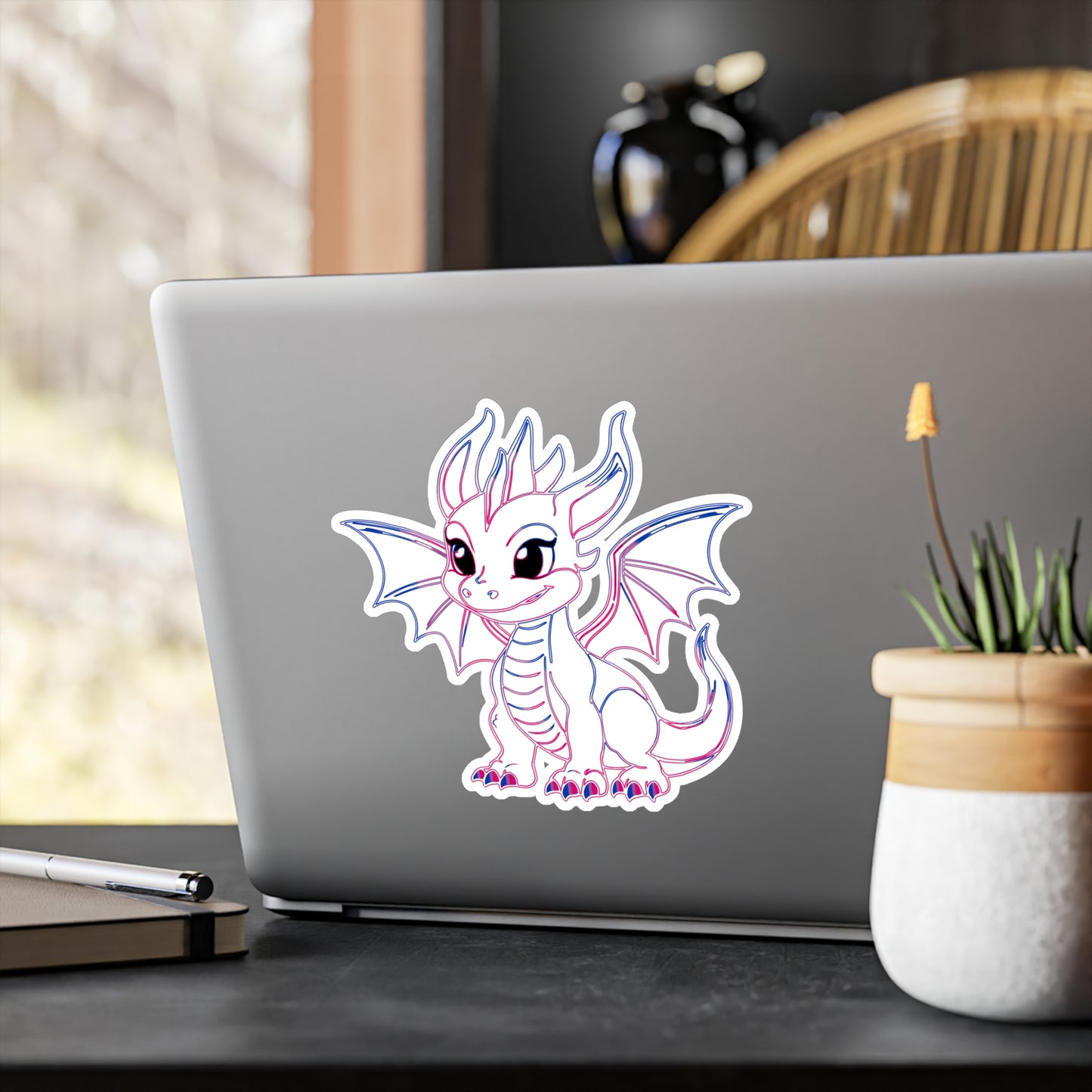 Bi Pride Baby Dragon Kiss-Cut Vinyl Sticker (Water Resistant)