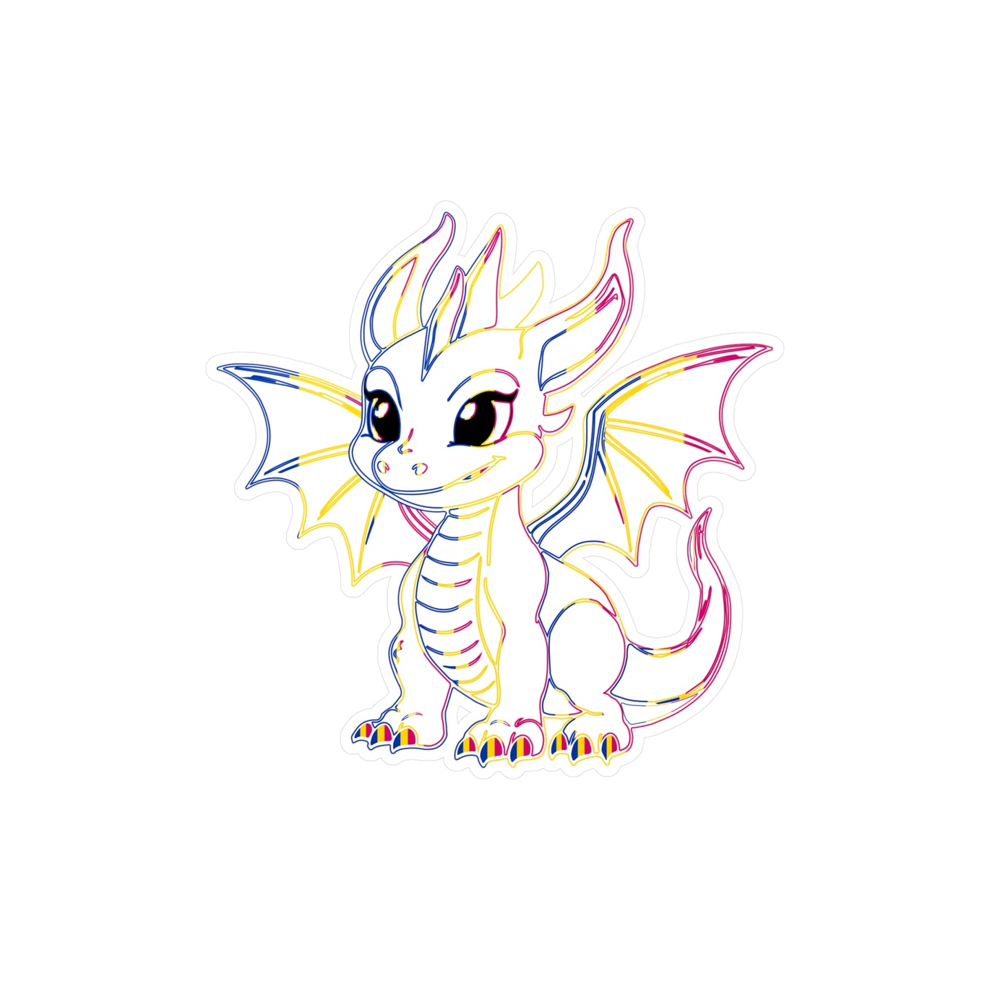 Pan Pride Baby Dragon Kiss-Cut Vinyl Sticker (Water Resistant)