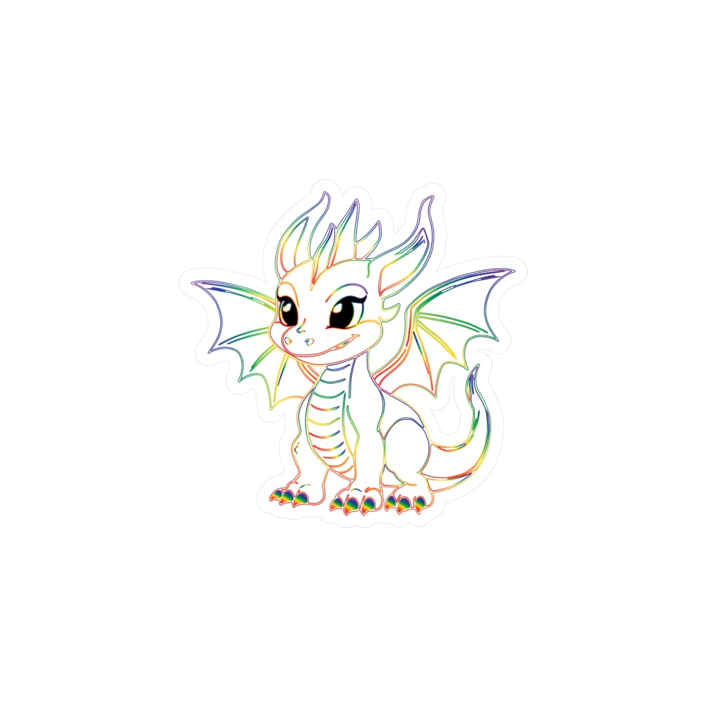 Rainbow Pride Baby Dragon Kiss-Cut Sticker (Water resistant)