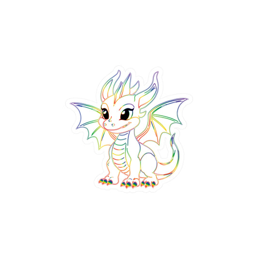 Rainbow Pride Baby Dragon Kiss-Cut Sticker (Water resistant)
