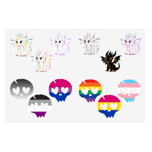 Skulls and Dragons Pride Flag Sticker Sheet