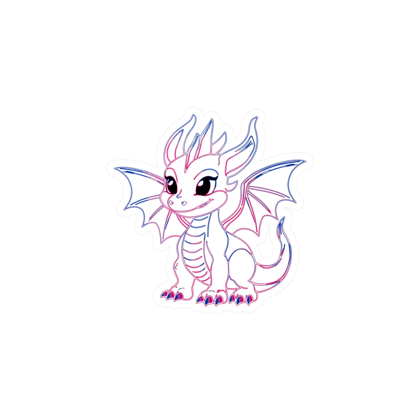 Bi Pride Baby Dragon Kiss-Cut Vinyl Sticker (Water Resistant)