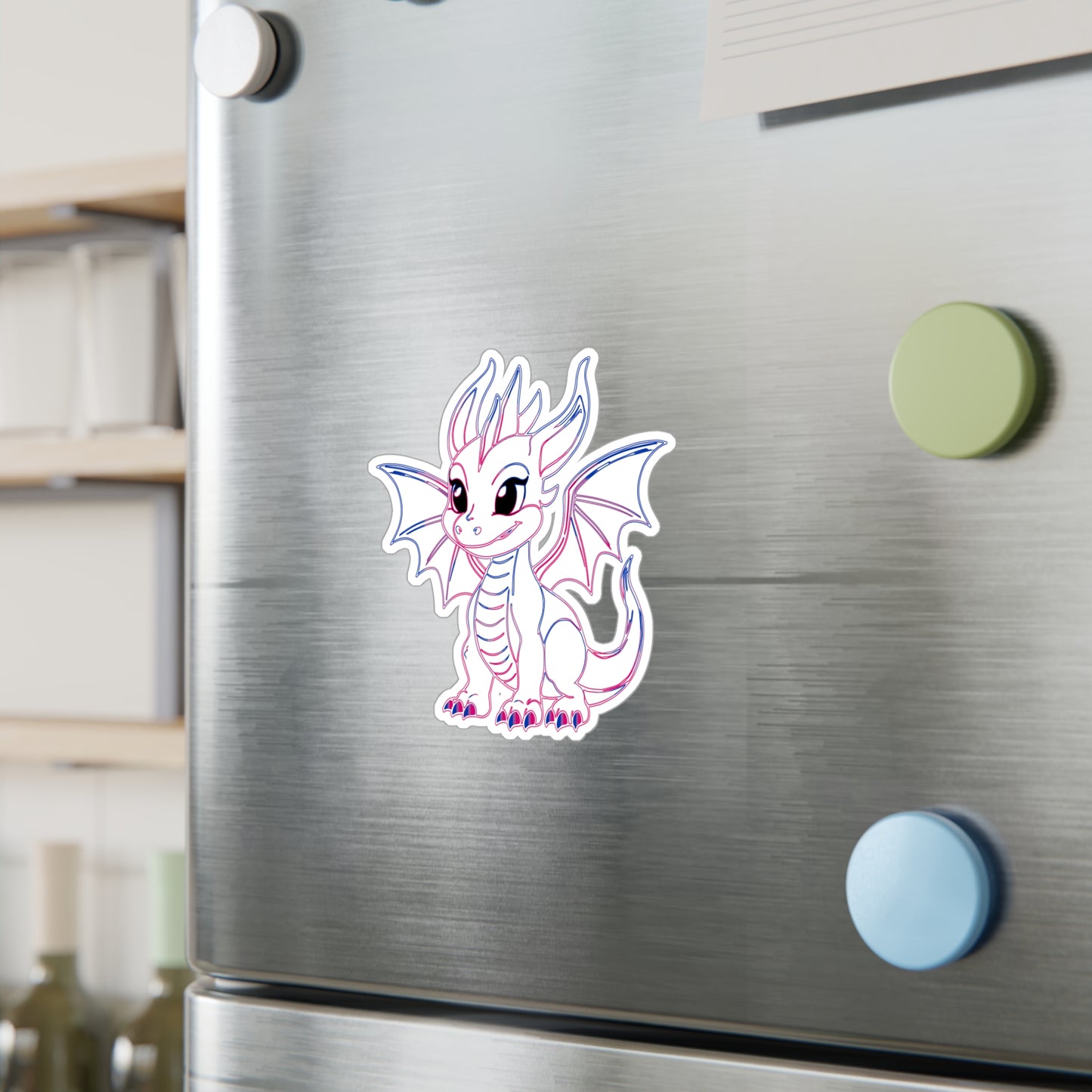 Bi Pride Baby Dragon Kiss-Cut Vinyl Sticker (Water Resistant)