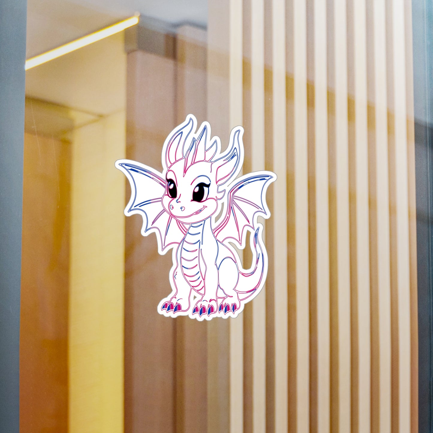 Bi Pride Baby Dragon Kiss-Cut Vinyl Sticker (Water Resistant)