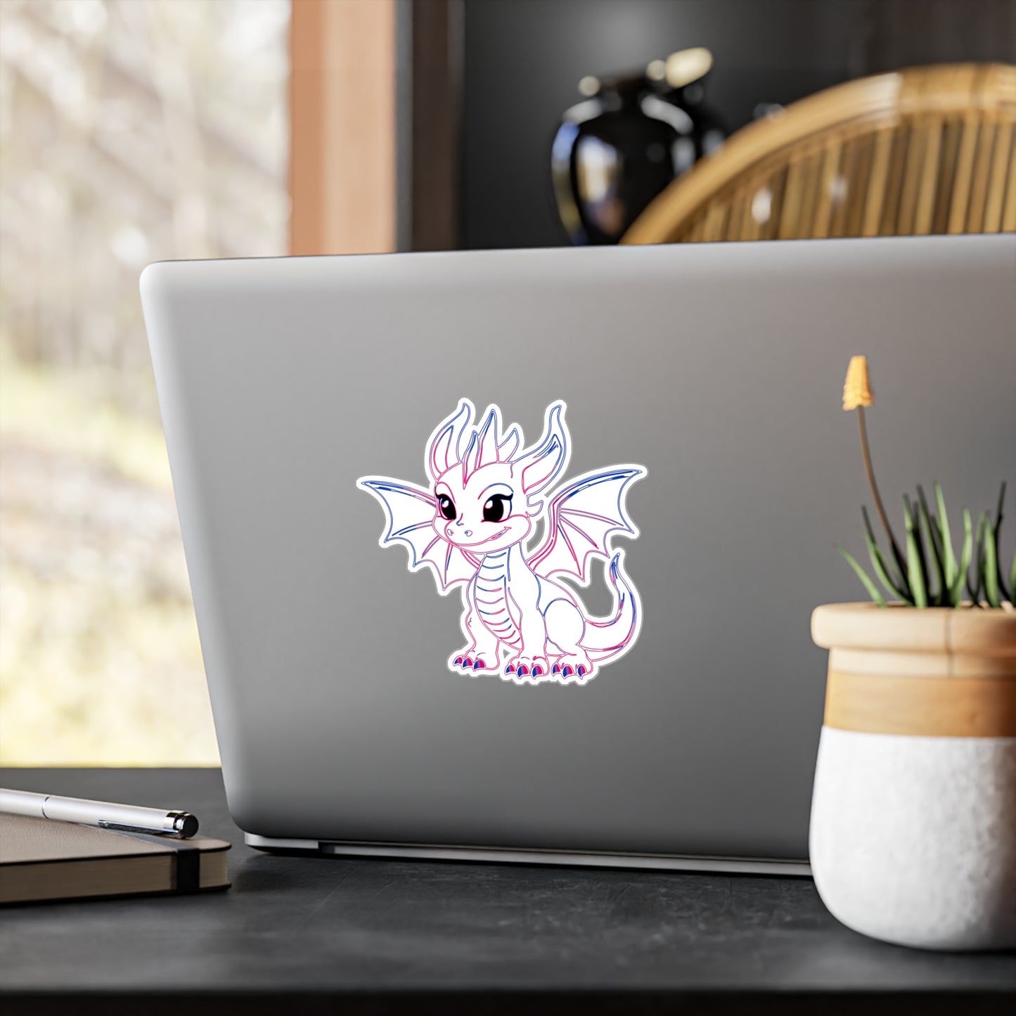 Bi Pride Baby Dragon Kiss-Cut Vinyl Sticker (Water Resistant)