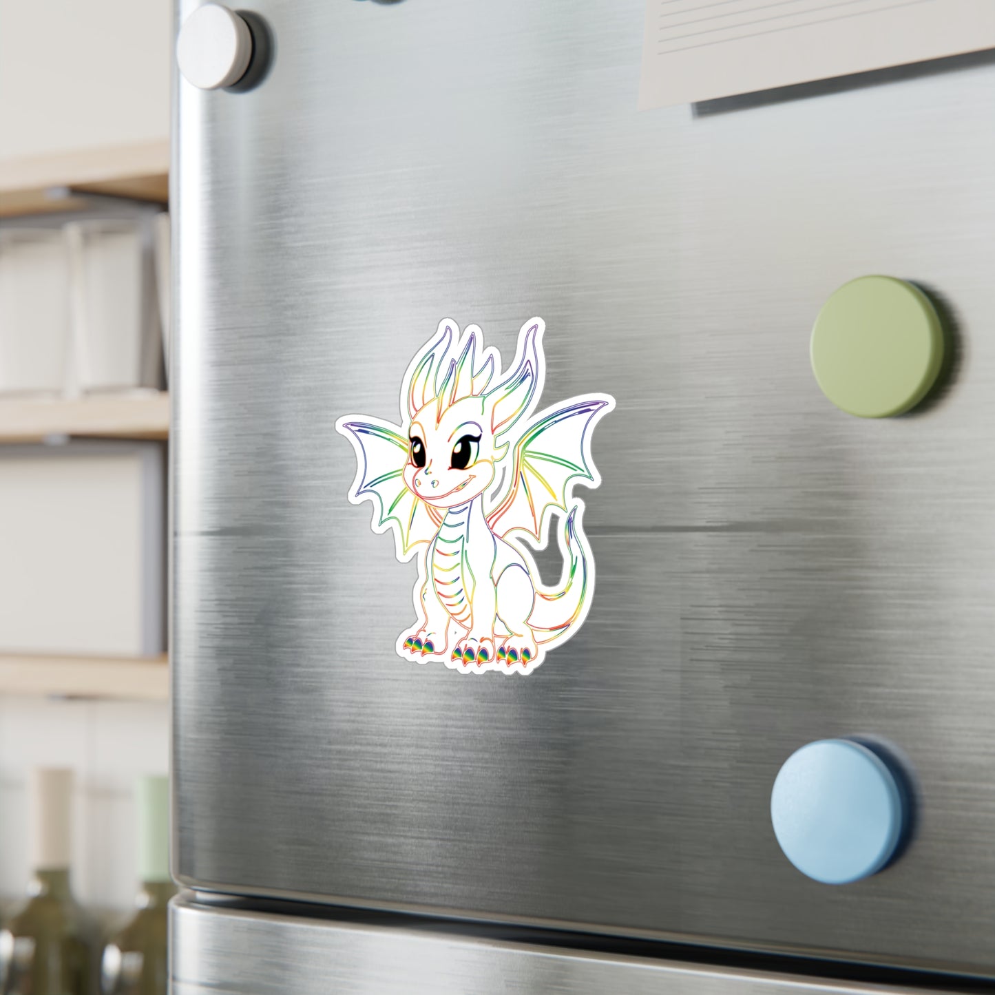 Rainbow Pride Baby Dragon Kiss-Cut Sticker (Water resistant)