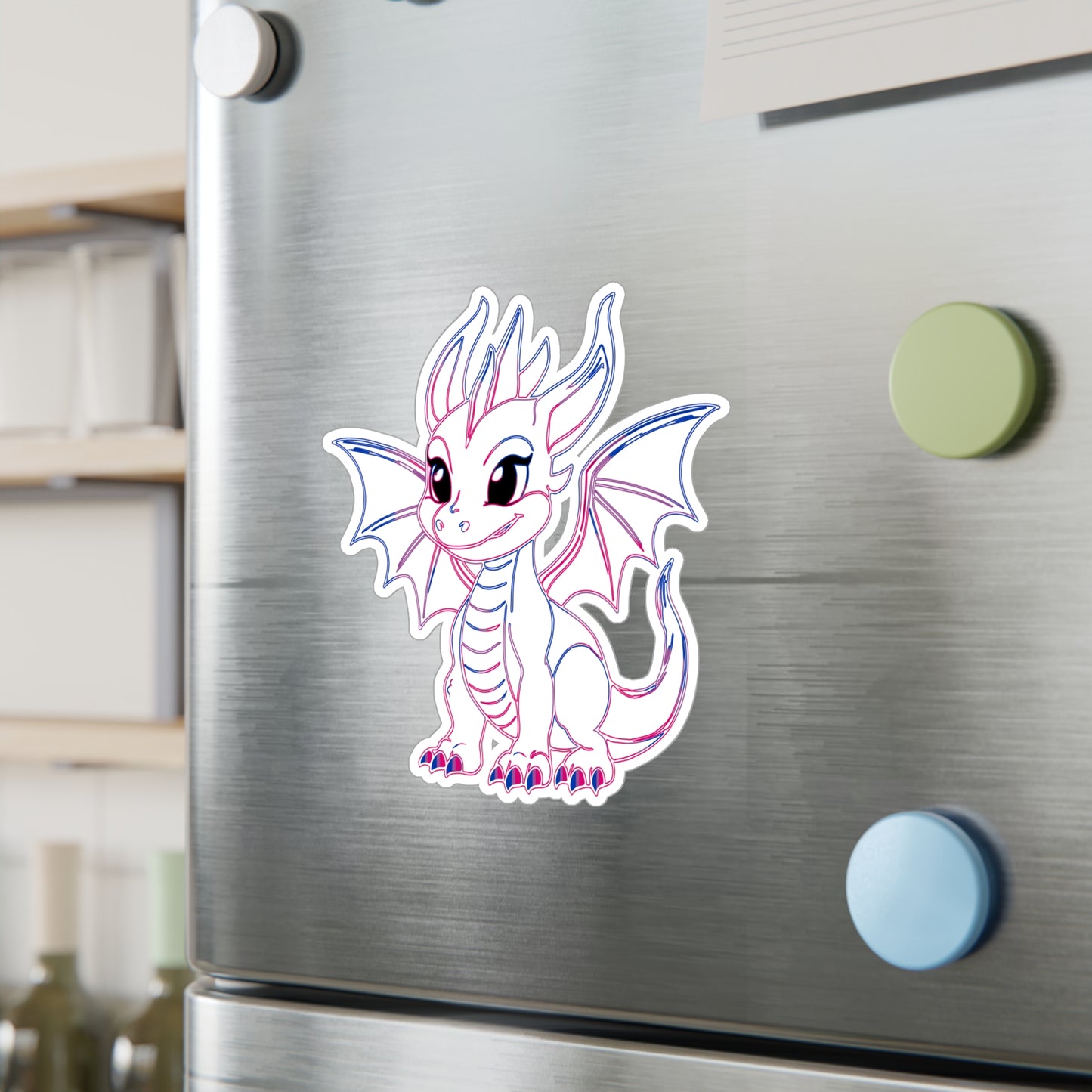 Bi Pride Baby Dragon Kiss-Cut Vinyl Sticker (Water Resistant)