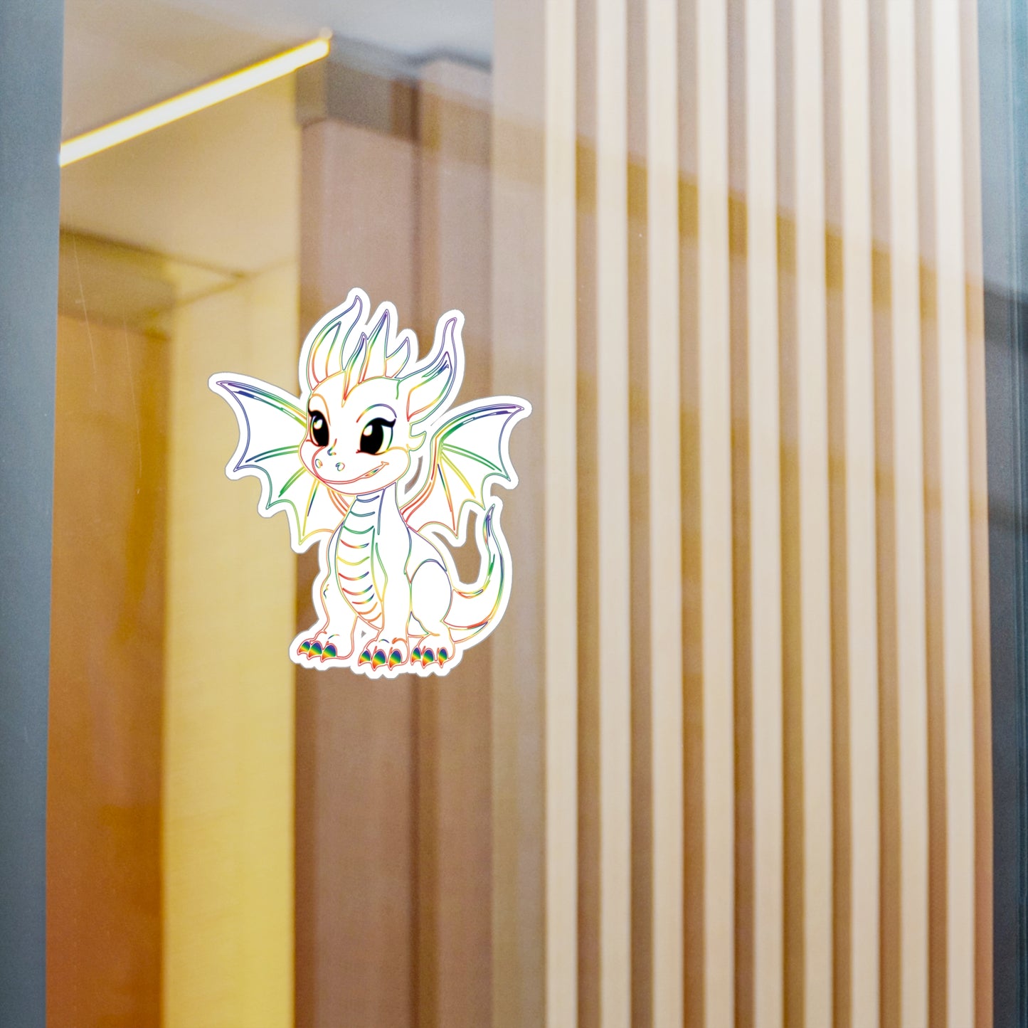 Rainbow Pride Baby Dragon Kiss-Cut Sticker (Water resistant)