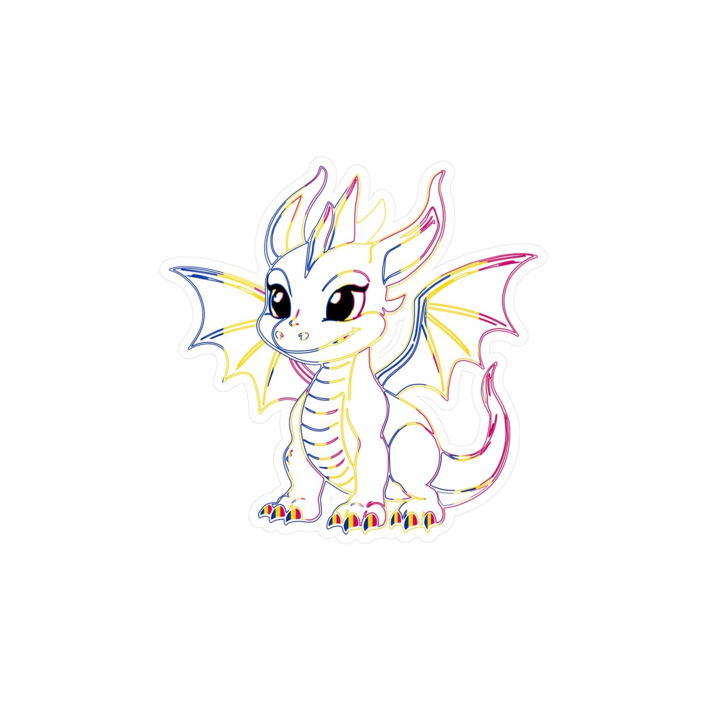 Pan Pride Baby Dragon Kiss-Cut Vinyl Sticker (Water Resistant)