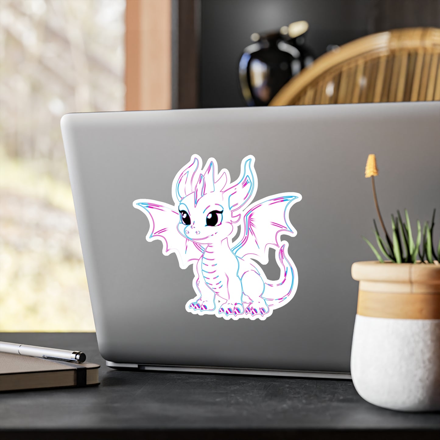 Trans Pride Baby Dragon Kiss-Cut Vinyl Sticker (Water Resistant)