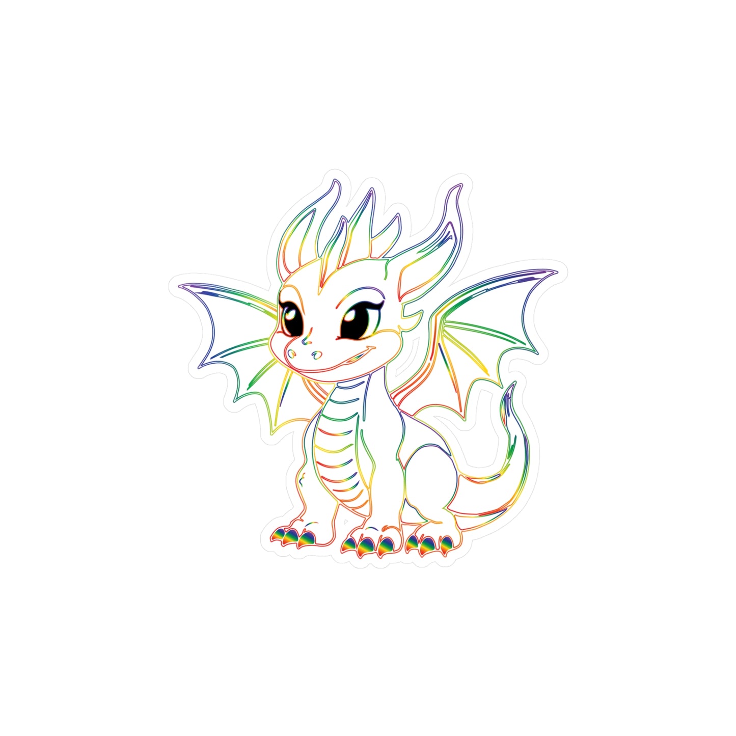 Rainbow Pride Baby Dragon Kiss-Cut Sticker (Water resistant)