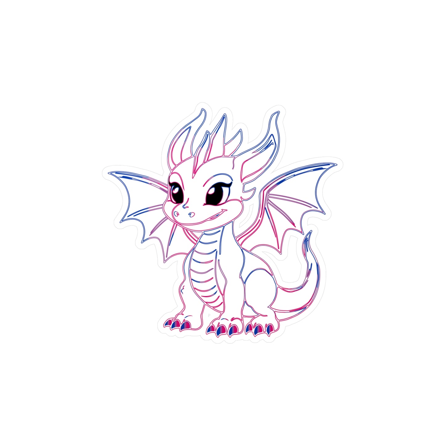 Bi Pride Baby Dragon Kiss-Cut Vinyl Sticker (Water Resistant)