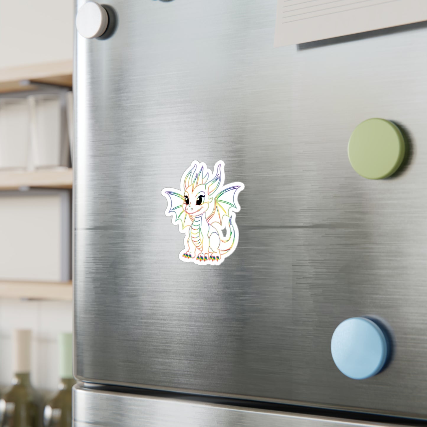 Rainbow Pride Baby Dragon Kiss-Cut Sticker (Water resistant)
