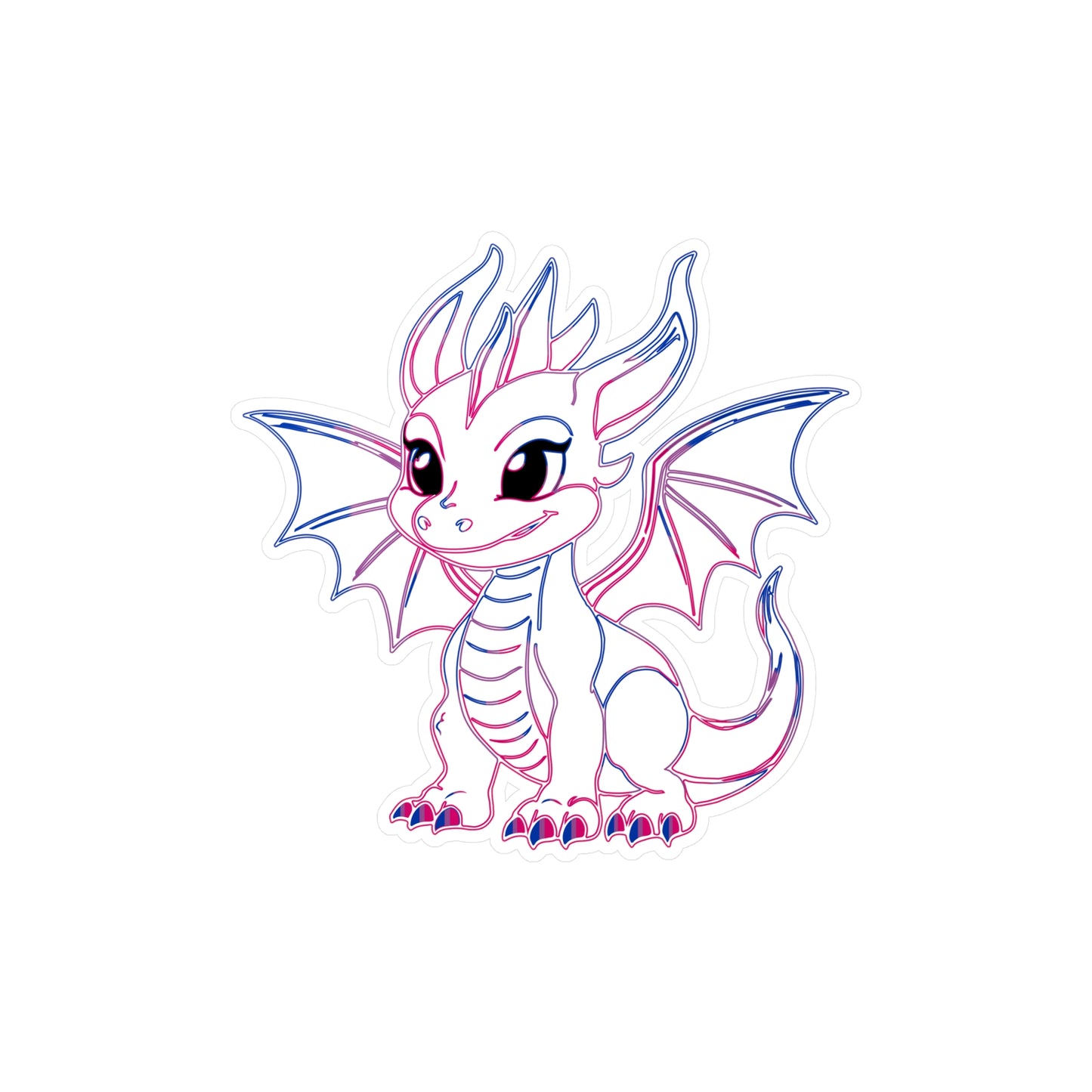 Bi Pride Baby Dragon Kiss-Cut Vinyl Sticker (Water Resistant)