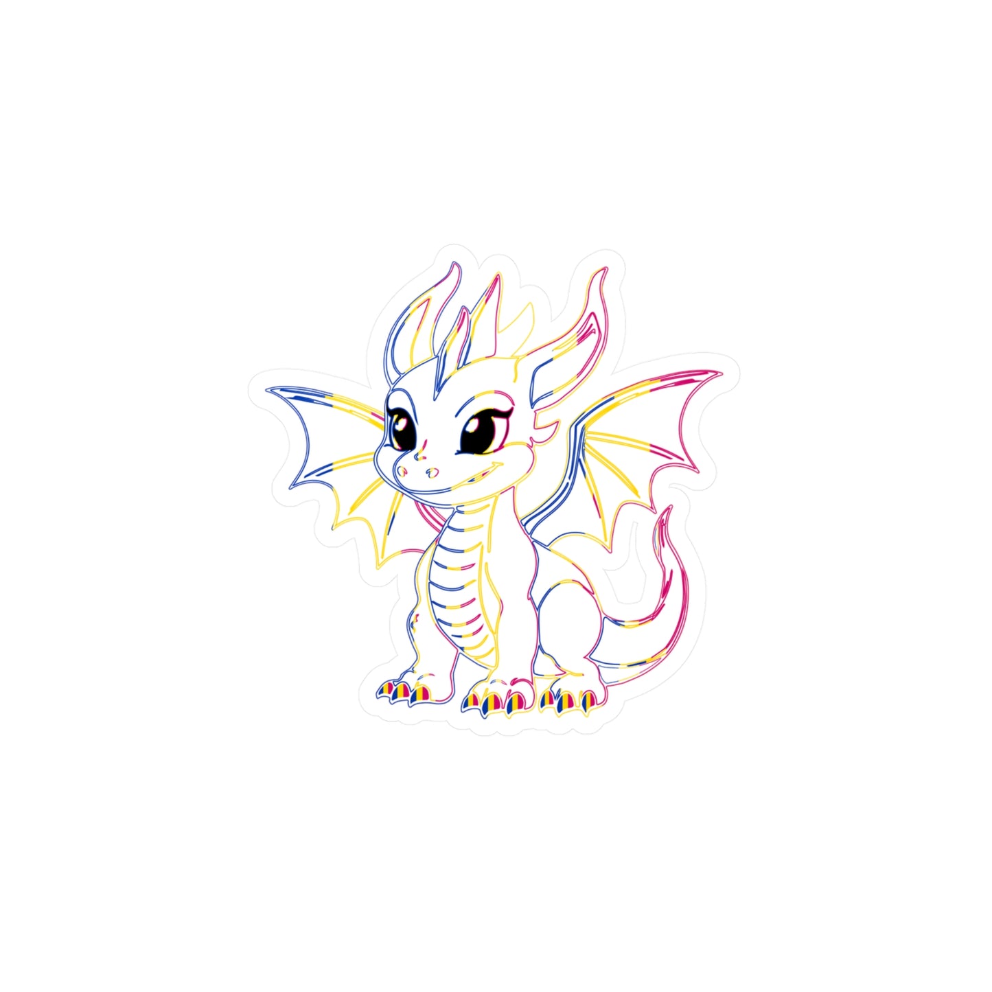 Pan Pride Baby Dragon Kiss-Cut Vinyl Sticker (Water Resistant)