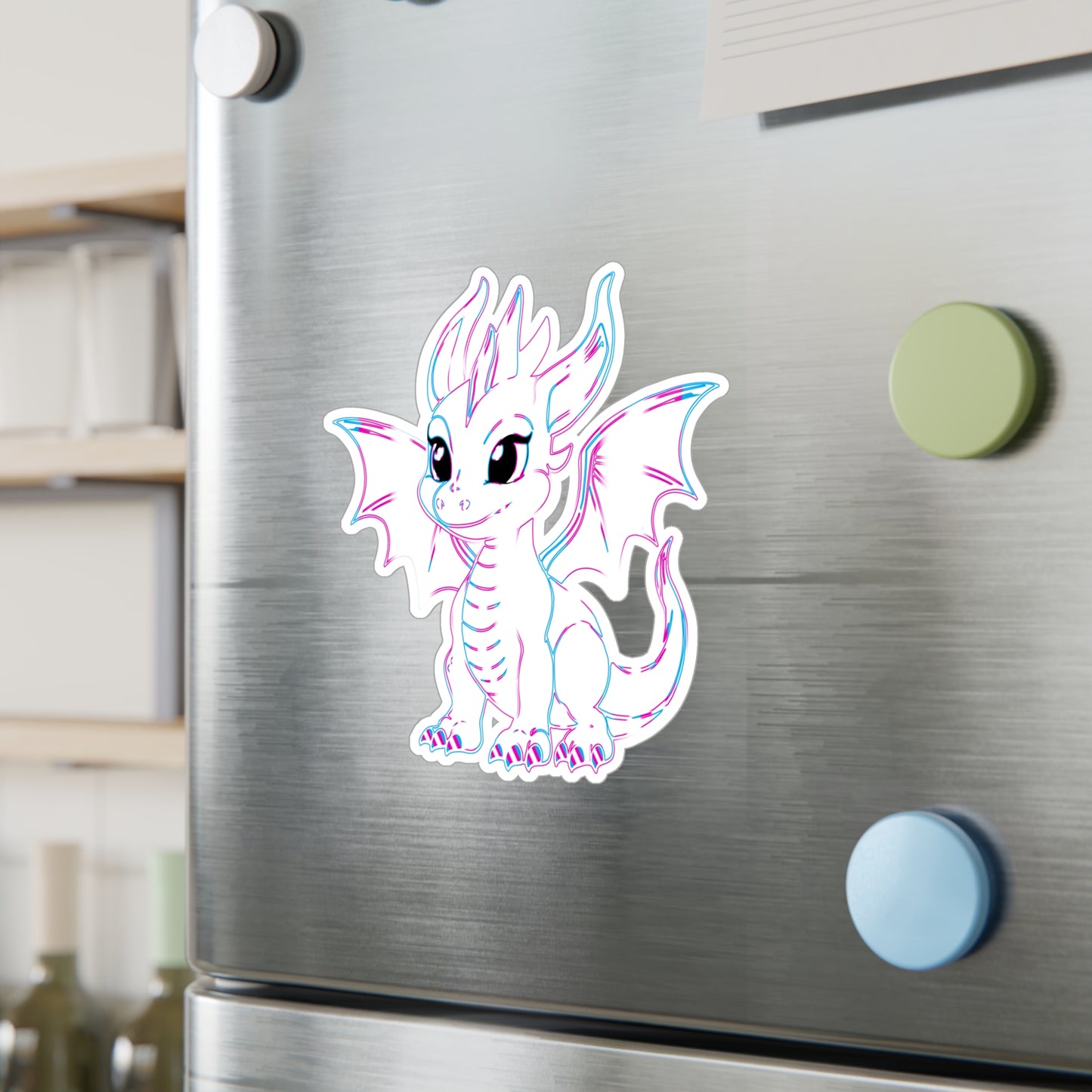 Trans Pride Baby Dragon Kiss-Cut Vinyl Sticker (Water Resistant)