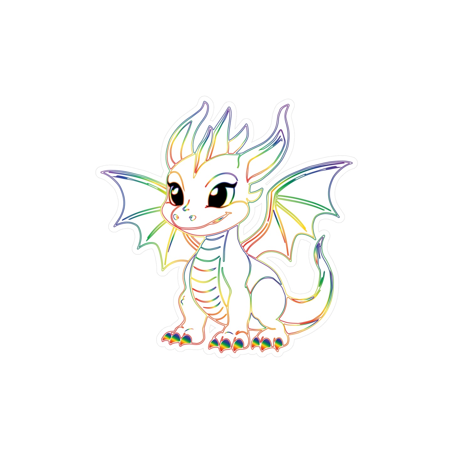 Rainbow Pride Baby Dragon Kiss-Cut Sticker (Water resistant)
